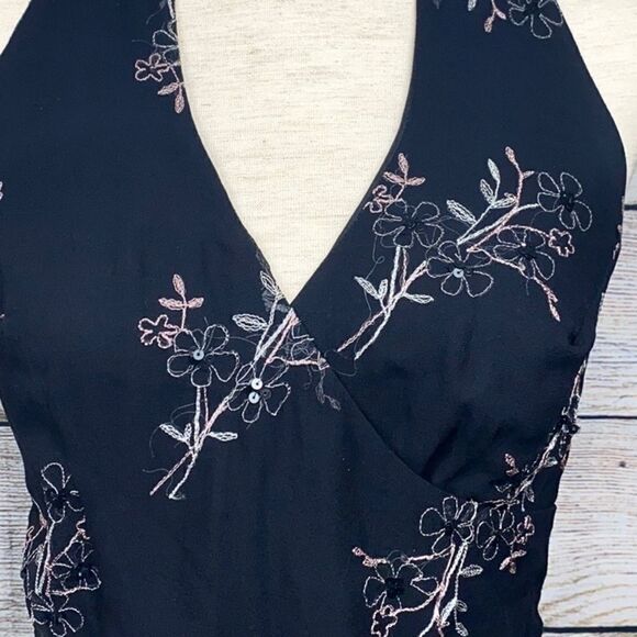HYPE Backless Floral Embroidered Silk Dress 6 - Picture 4 of 13